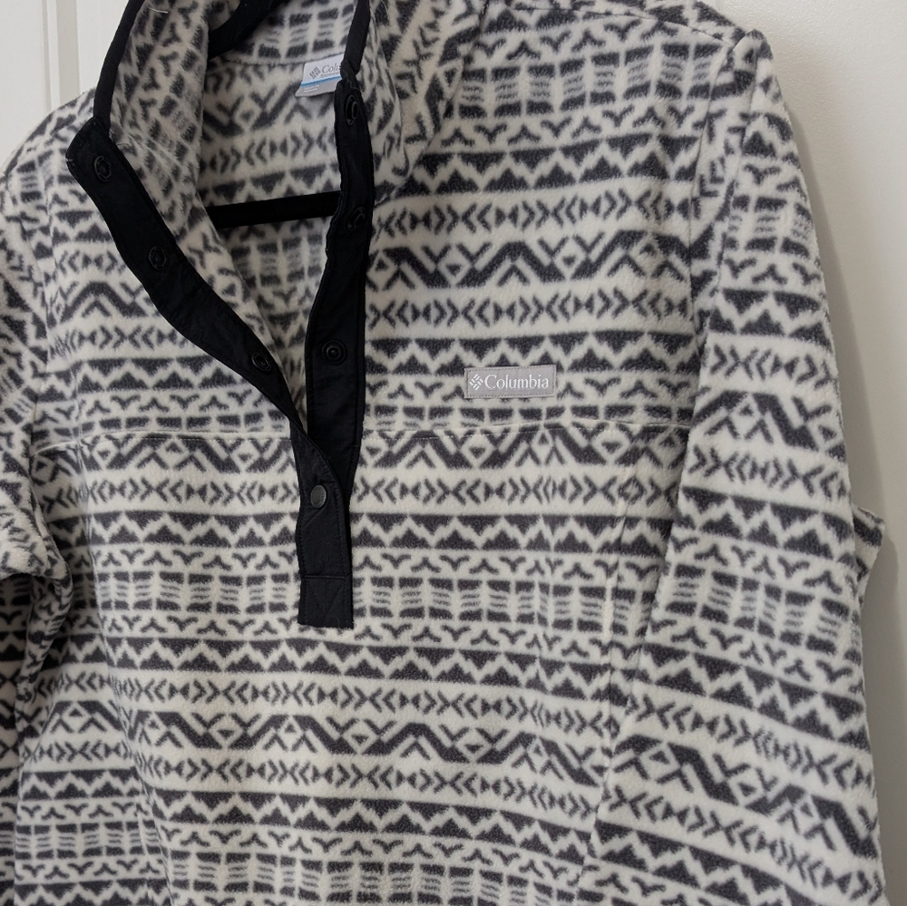 Columbia Quarter Snap Fleece Pullover Black And White Winter Mix Size L - Picture 3 of 9